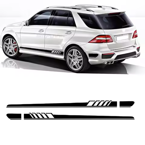 2pcs Car Side Stickers Body Stripes Vinyl Decal For Mercedes Benz ML Class W163 W164 W166 ML63 AMG M