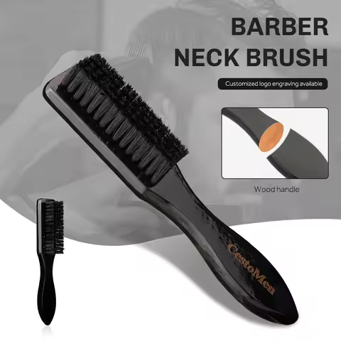 CestoMen Soild Wood Professional Fade Brush Barber Neck Sweeping Brush Comb Haircut Accessories Faci