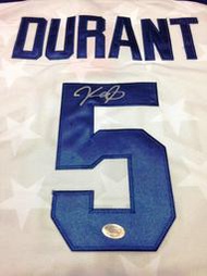 [J.K 收藏館 ]  NBA 雷霆隊 MVP Kevin Durant 美國隊球員版親筆簽名球衣 附認證貼紙 !