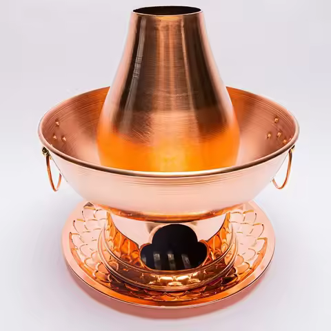 Charcoal Copper Hot Pot Chinese Hotpot Pure Handmade Mandarin Duck Pot Old Beijing Instant-boiled Me