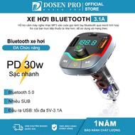 DOSEN Pro 30W PD USB Type C Fast Charging Car Bluetooth 5.0 Charger Car Bluetooth Transmitter Mp3 Pl