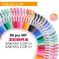 (20 pcs SET) 0.5 & 0.7mm Zebra Sarasa Clip Pen (JJ15, JJB15), Gel Pen Set
