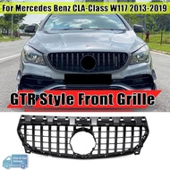 Glossy Black GTR Style Grille For Mercedes Benz CLA-Class W117 C117 X117 2013-2019 Chrome Black Diam