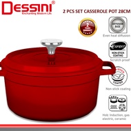 DESSINI ITALY iNM-28 Die Cast Aluminium Non Stick Casserole Pot Bowl Deep Fry Pan Cookware Tool PERI