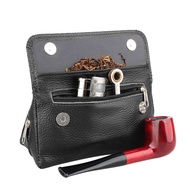 WGBBlack Brown Leather Tobacco Bag Pipe Pouch Case Smoking Bag For 2 Pipes Tamper Filter Tool Cleane