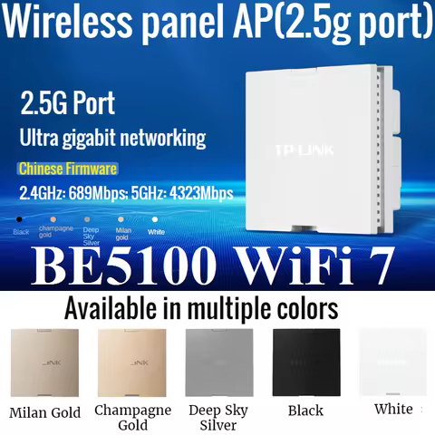 BE5100 WiFi 7 Panel AP, 2.5G RJ45 Port, 5012Mbps in Wall AP WiFi7 project Indoor AP 802.11be Access 