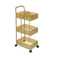Nordic Iron Art Mobile Storage Rack ล้อสําหรับห้องนอนห้องครัวห้องน้ําทองขนมขบเคี้ยวโลหะ Cart Organiz