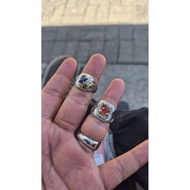 Package of 2 150K Rings mystic quarts & blue Sapphire Madagascar orangenatural