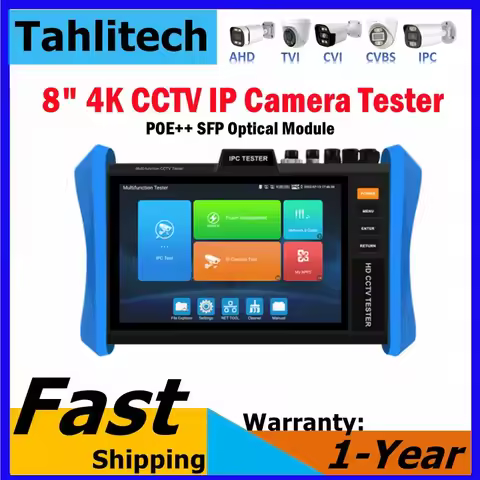 T90 CCTV Tester All-in-One 4K H.265 IP Camera Tester,8inch 8MP CVI/TVI/AHD,HDMI&VGA input PoE++ 55V/
