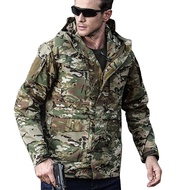 HARD LAND Men’s Tactical Jacket Waterproof Military M65 Field Jacket Windbreaker with Velcro Panel