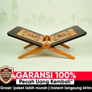 Rehal Rekal Al Quran Mahogany Wood Folding Calligraphy Allah Muhammad Al Quran Base Stand - RK08 Siz