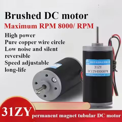 31ZY DC High Speed Motor 12V 24V 3500rpm-8000rpm PWM Controller Reversed Permanent Magnet Low Noise 