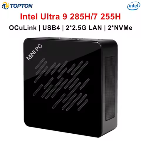 Topton Mini Gaming Computer Intel Ultra 9 285H 185H 7 255H 165H OCuLink USB4 2x2.5G LAN 2xNVMe Deskt