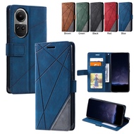 Flip Case for OPPO Reno 11 F 11F 10 Pro+ Plus 5G 8T 8 T 7 5 6 Pro A98 A79 A78 A77 5G A77s A58 A38 A18 A76 A96 4G Splice PU Leather Cover Fold Wallet With Card Slots Photo Holder Soft TPU Shell Hand String Mobile Phone Casing
