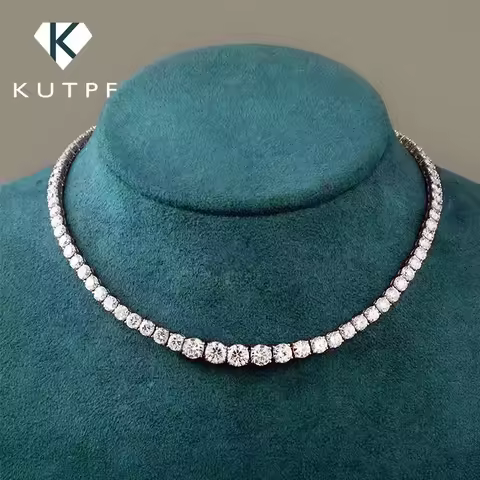 Moissanite Diamond Tennis Necklace with Certificate 3-5mm Size Gradient Diamond Riviera Necklace S92