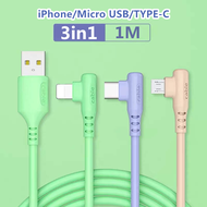 สายชาร์จ 3in1 ใช้สำหรับ iPhone MicroUSB Type C Liquid data cable Andro LIghtning charging หัวชาร์จ 3 หัว  สายชาร์จสำหรับไอโฟน cable for iPhone / Android / Type-C สายชาร์จ 3 in 1 Charging Cable USB