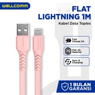 WELLCOMM 3A Fast Charging Data Cable (Flat) iphone 1M Lightning/