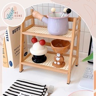 2-Layer Shelf 2-Layer Rattan Minimalist Organize Tables Kitchens Living Rooms Multipurpose Use Ratta