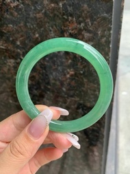 冰種翡翠天然翡翠玉鐲A玉手鐲 玉鈪 • 冰種滿綠翡翠圓鐲