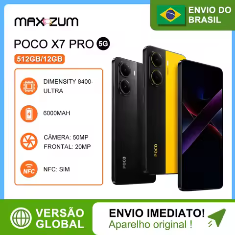 Poco X7 PRO 5G 512GB E 12GB RAM, Smartphone Processador Dimensity 8400-Ultra, Câmera 50MP, Bateria 6