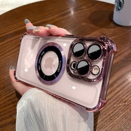Premium Clear Case iPhone 14 15 pro max 15 plus Shockproof Airbag Magsafe Plating Case Acrylic iPhon