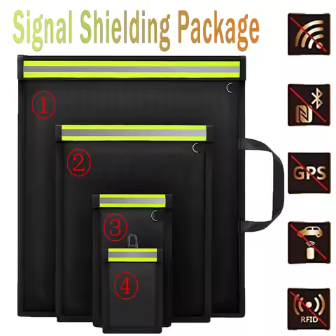 4Pcs Signal Blocker Faraday Bag RFID Faraday Pouch with Reflective Strip Anti-Tracking Signal Blocke