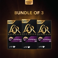 (Bundle of 3) L’OR Espresso Supremo Intensity 10 Coffee Capsules- Compatible with Nespresso®* Original Coffee Machines 10 capsules per pack