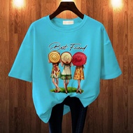 GET FASHION - BAJU KAOS ATASAN WANITA DEWASA PRINT BEST FRIEND BLUS JUMBO T SHIRT CASUAL