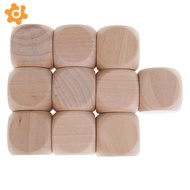 [utruiut0k] 10PCS Naural  Blank Dice D6 30mm Game Dice for Kids DIY Decorating Games Wood