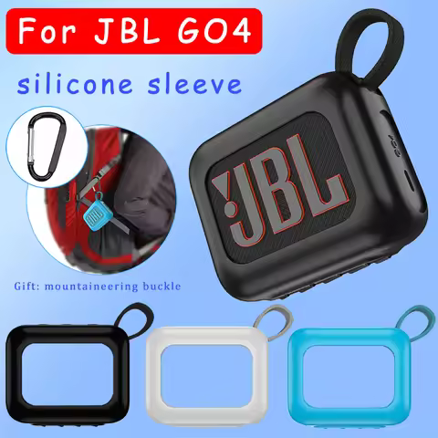 for JBL GO4 silicone protective case with mountaineering buckle GO4 audio storage cover outdoor port