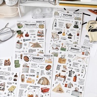 [B588] Infeel.me Camping Plan Series Self Adhesive Stickers Simple Ins Style Handbags DIY Decorative