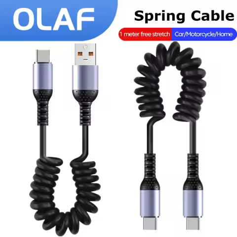 0.25M-1M Spring Cable USB Type C To Type C 6A Fast Charge Data Cable For iphone Android ipad USB C S