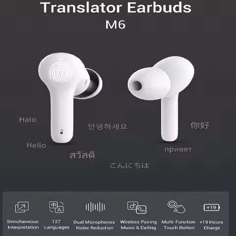 M6 Translation Headphones 127 Languages Instant Translate Smart Voice Translator Wireless Bluetooth 