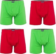 4 Men's Boxer Shorts with Extra Wide Leg Coloured with Fly 100% Cotton with Fly in Special Cut Size