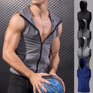 【Pre-order/預訂-不議價】S-2XL Men Zip-Up Hooded Vest Sportswear Top Shirt for Running Jogging Exercise Gym