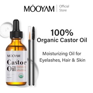 MOOYAM Organic Castor Oil 100% Pure Natural Cold Pressed Unrefined Castor Oil For Eyelashes &amp; Hair