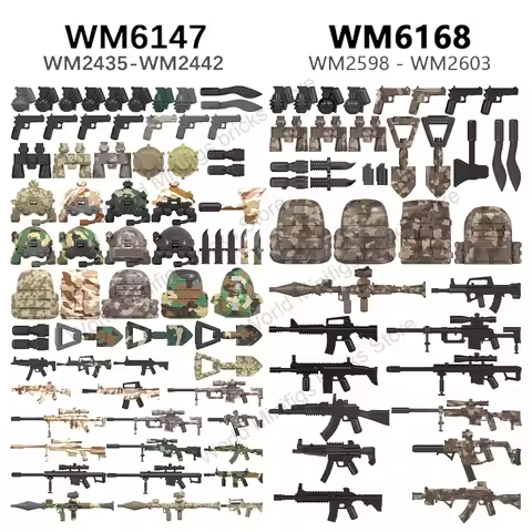 WM6147 WM6168 WW1 WW2 Soldier Army Gun Weapons Action Figures Accessary Building Blocks Gift Toys Fo