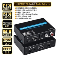 4K 60Hz HDMI 2.0 Switch Audio Extractor 5.1CH HDMI 2.0b HDCP 2.2 Audio ARC Switcher Audio Link Stereo PC Computer Laptop TV Home Theater