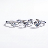 XinLi 6-Prong Moissanite Engagement Ring S925 Silver Fine Jewelry 0.5-2ct