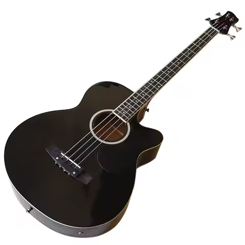 Acoustic Electric Bass Guitar 4 String High Gloss Acoustic Bass 43 Inch Natural Color Black Color Cu