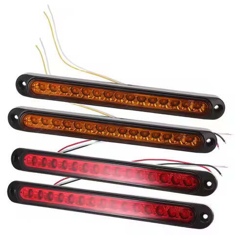 4Pcs LED Trailer Tail Lamps 15 Leds Red Yellow Stop Turn Reverse Signal Lights for Pickup Truck Trai