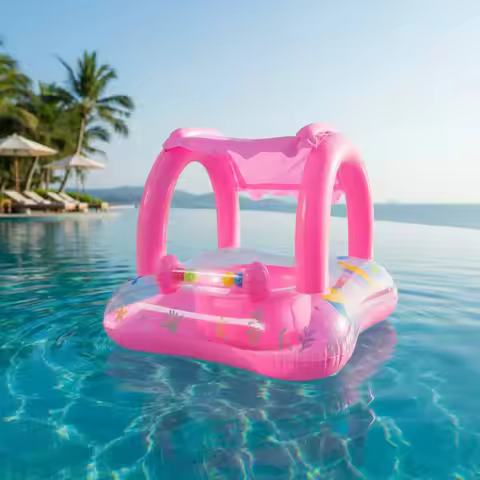 Baby Pool Buoyant Seat with Canopy Anti-Tip Design Sunshade Buoyant Seat Seat Infant Swim Seat Thick