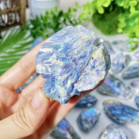 1PC High Quality Aura Blue Kyanite Raw Stone Natural Crystal Raw Stone, Gemstone Jewelry, Glitter, H