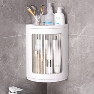 Bathroom- 360-Degree Rotating Storage Rack: Wall-Mounted Punch- for Space Savers