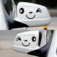 2 PCS FACE SMILE CAR MIRROR CUTTING STICKERS