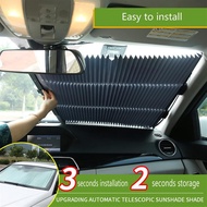 Car Retractable Sun Shade 25.6"x 66.9" max plus 31.5" x 74.8"max Blocks UV Rays Sun Visor Windshield