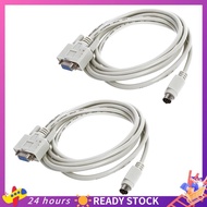 【HOT SALE】 2X DB9P to 8P Mini Din RS232 Download Cable White 8.2 Ft for PLC -EH