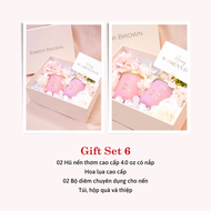 Ember Brown Hộp Quà Tặng Hoa Lụa Cao Cấp Kèm Nến Thơm Hương Nước Hoa