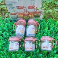 Set of 5 Glass Spice Jars, 5 Piece Glass Spice Set with Handle