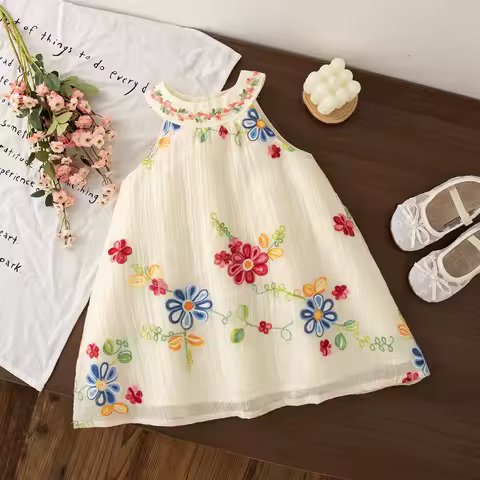 Summer New Baby Girl Dress Flower Embroidered Children'S Clothing (6 Months -4 Years Old)